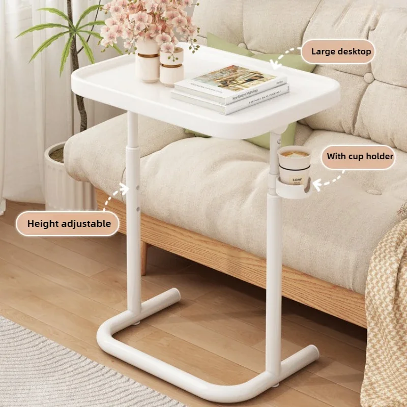 Stainless Steel Mobile Dining Side Table  Adjustable Angled Eating Desk  Foldable Rolling Table  Height-Adjustable Bedside Tray