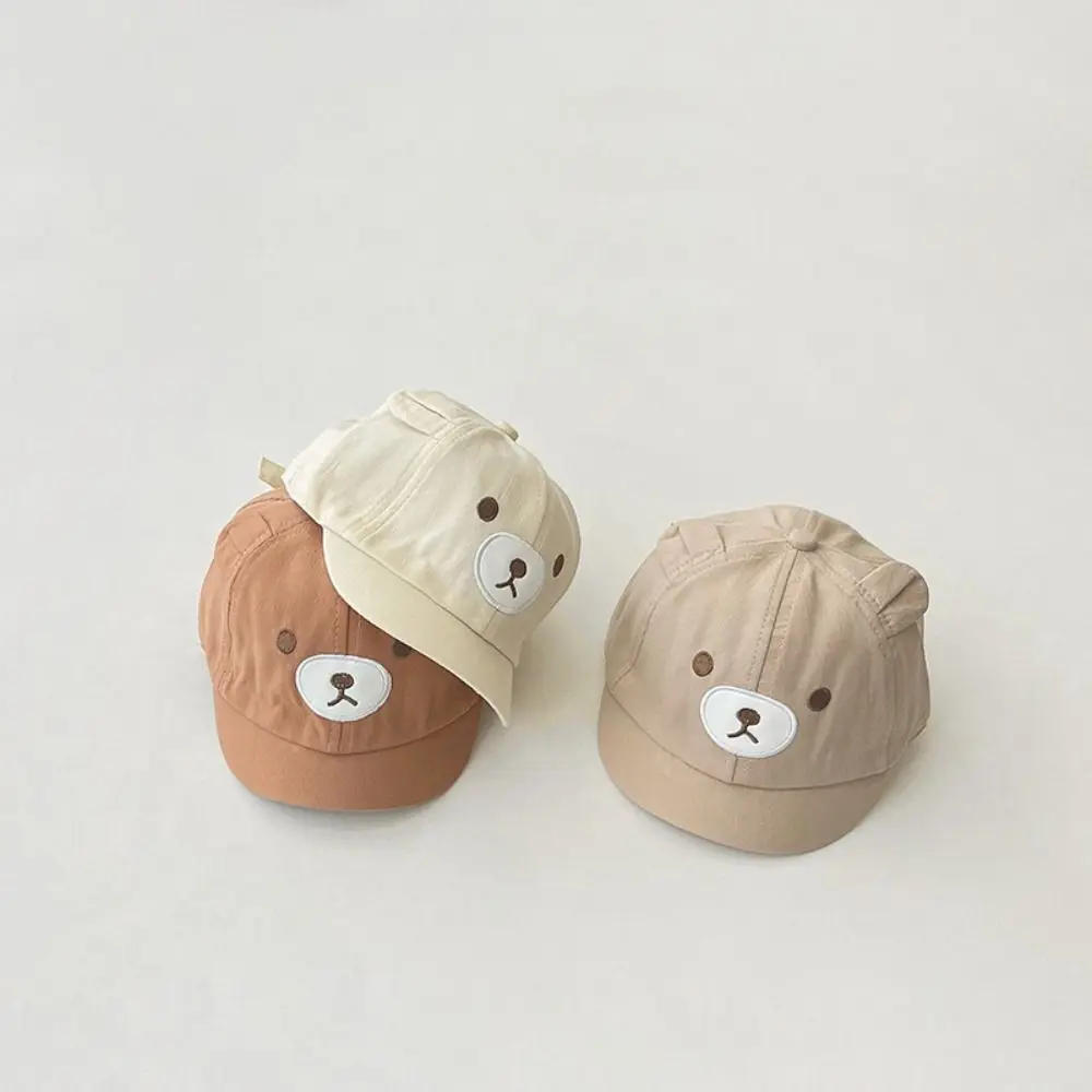 Gorra de béisbol de algodón con orejas de oso de dibujos animados para bebé, gorro ajustable para el sol, novedad de verano