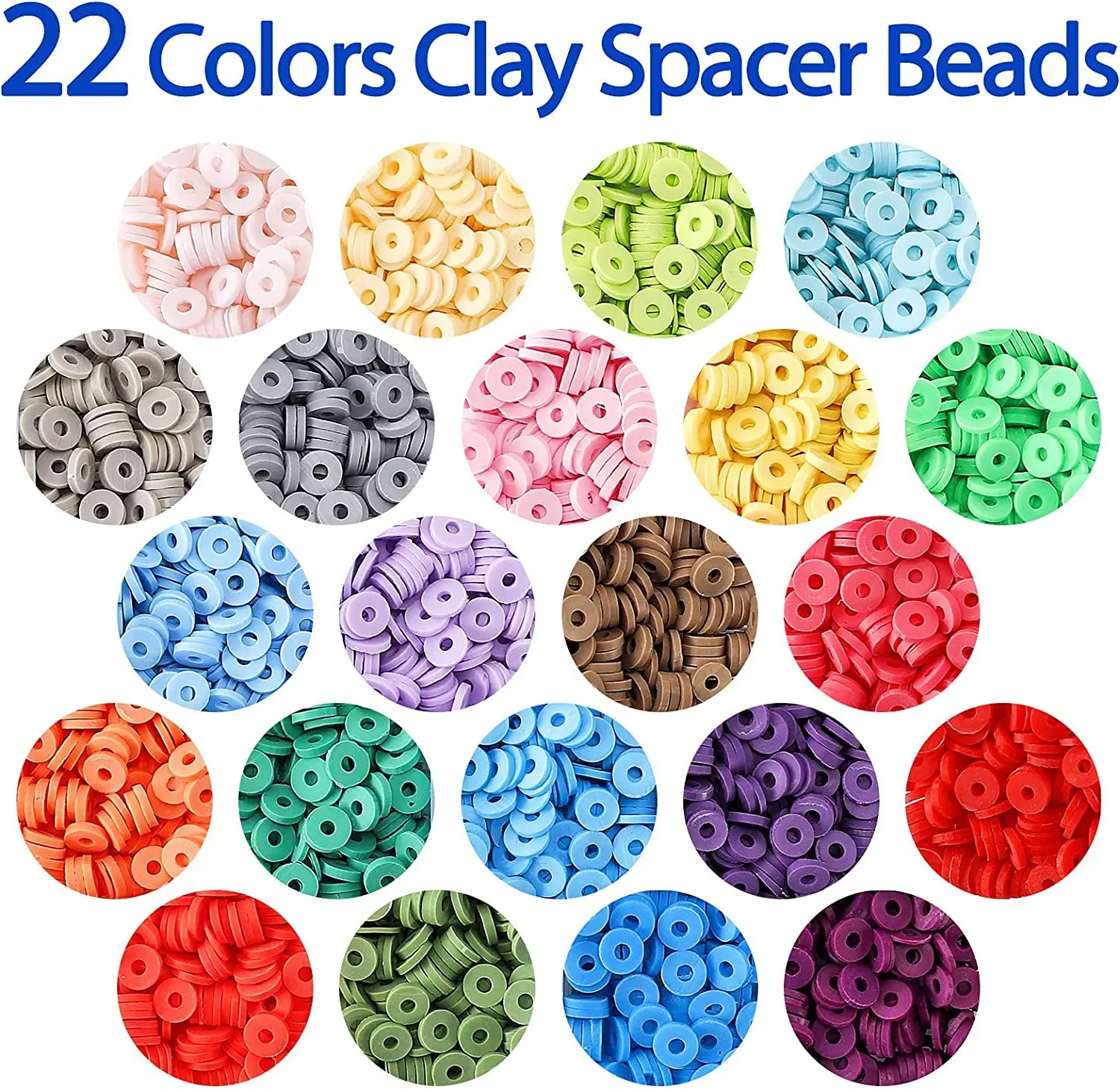 3300Pcs Mixed Polymer Clay Beads Various Clay Spacer Beads For Jewelry Making Diy Bracelet Necklace Earrings Accessories