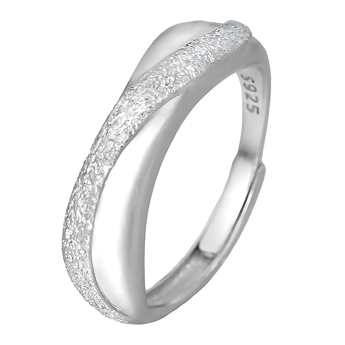 

Niche Original Design: Matte Texture with Waves and Shimmering Sand Accents Stylish S925 Sterling Silver Open Ring for Women
