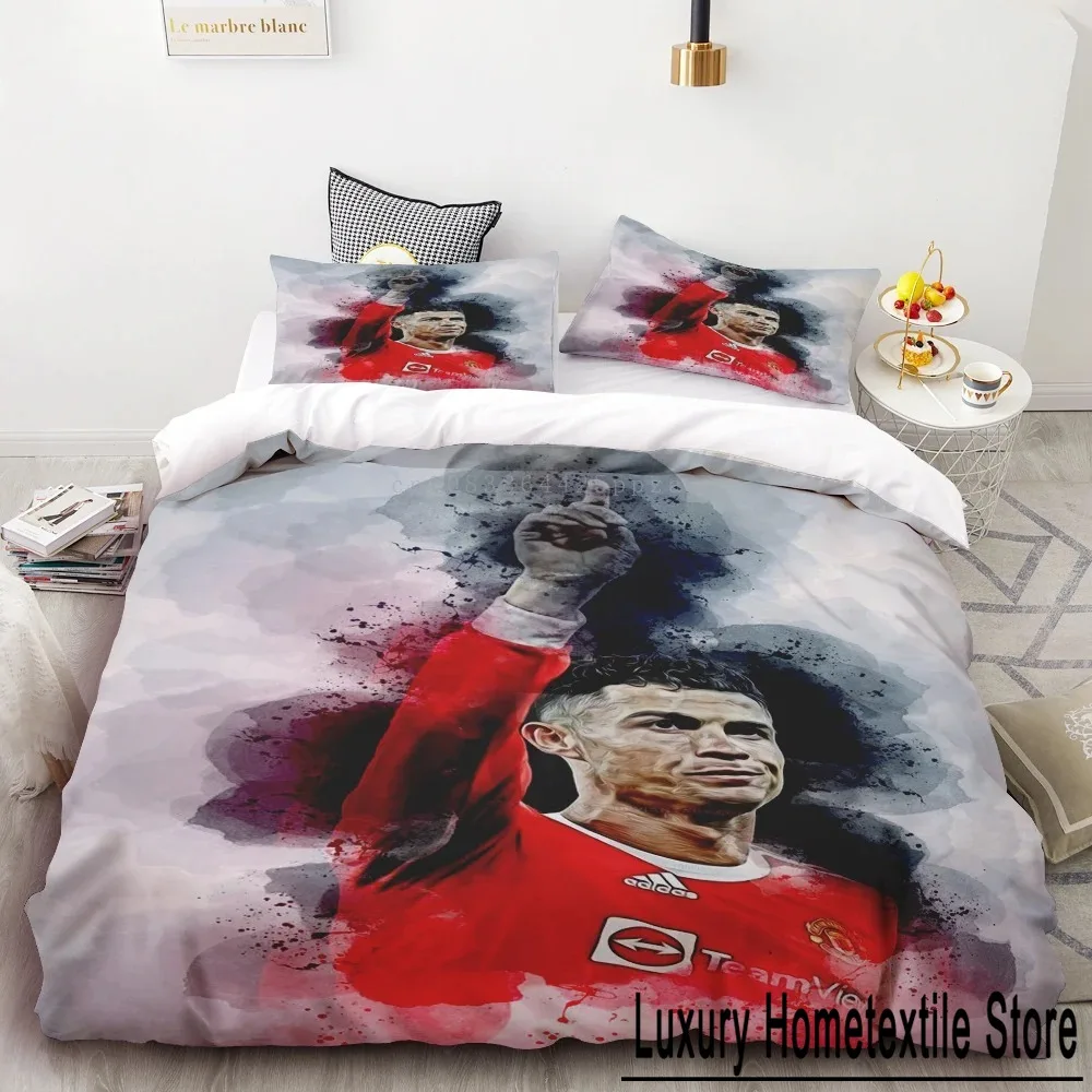 2024 Duvet Cover 3D Bedding Set CR7 100% Polyester Pillowcase Comfort Cover Bedding Set Queen Size Quilt Cover Boys Gift