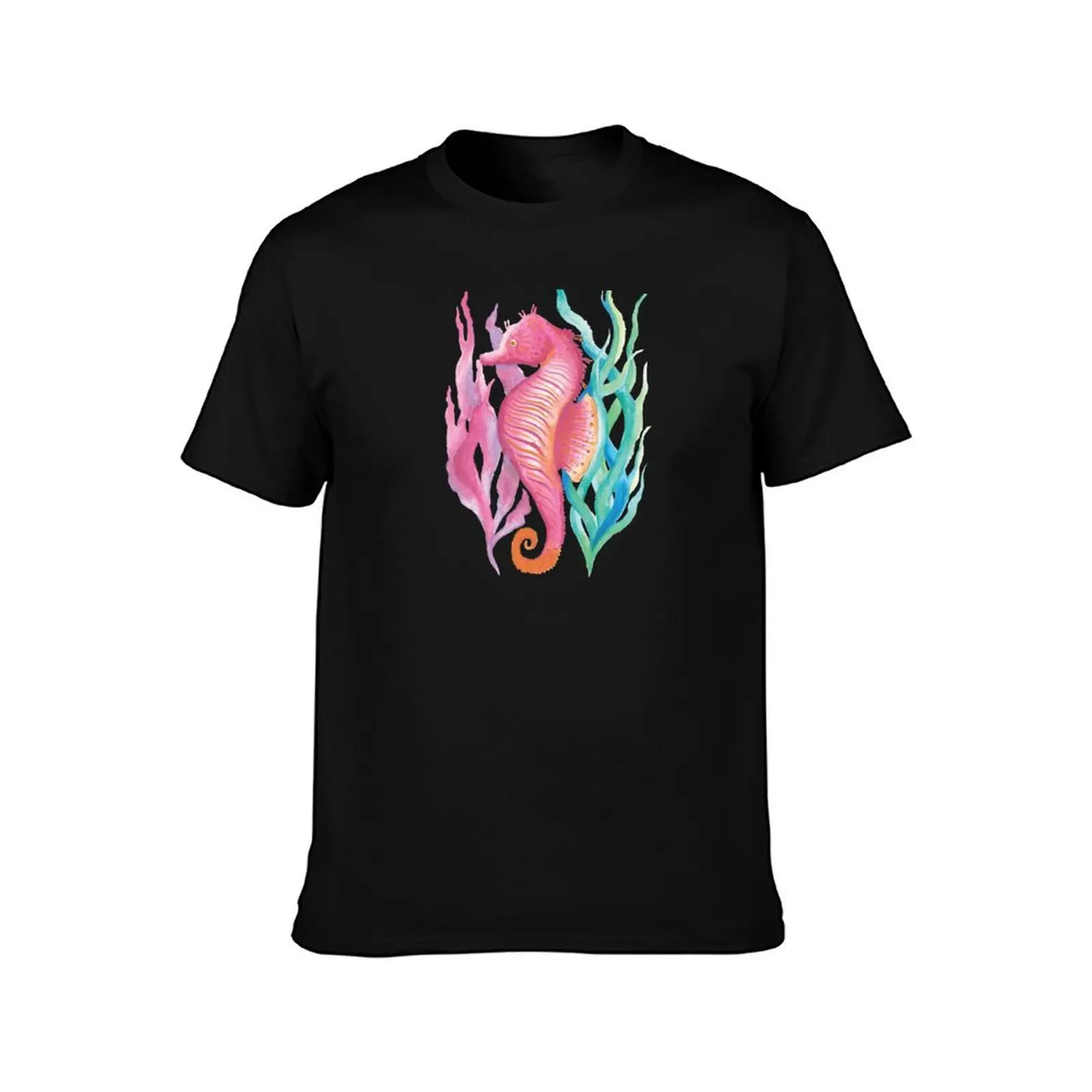 Seahorse T-Shirt Summer Casual Cotton Tee Oversized Streetwear Tops Vintage Graphic Print Loose Fit Short Sleeve