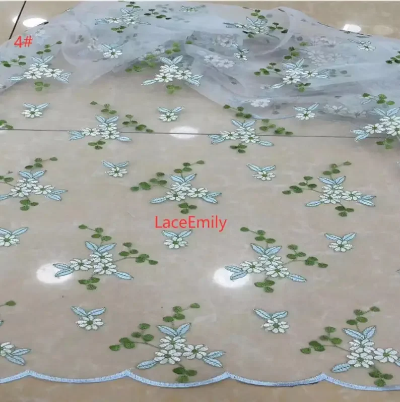 7 Colors Purple Flower Lace Fabric pink floral Embroidered Tulle For Wedding dress ,Gown, Bridal Dress, Summer Dress,