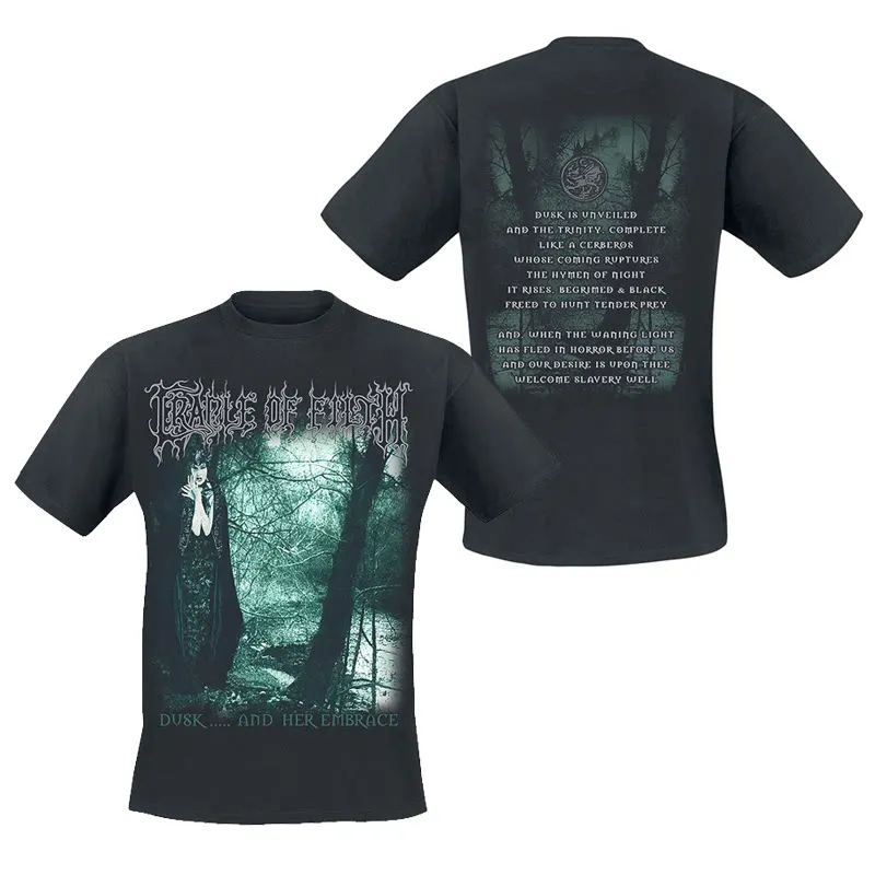 Camiseta de manga corta Top Cradle of Filth Band's Extreme Gothic Black Metal Rock Dark American
