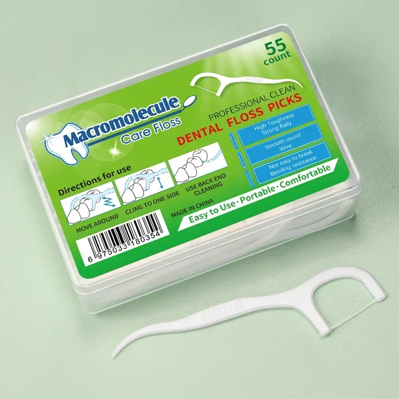 大人用フロス安全使い捨て 55 個/箱 医療用滅菌安全フロス アップグレードされたフロス 極細フロススティック ファミリーパック