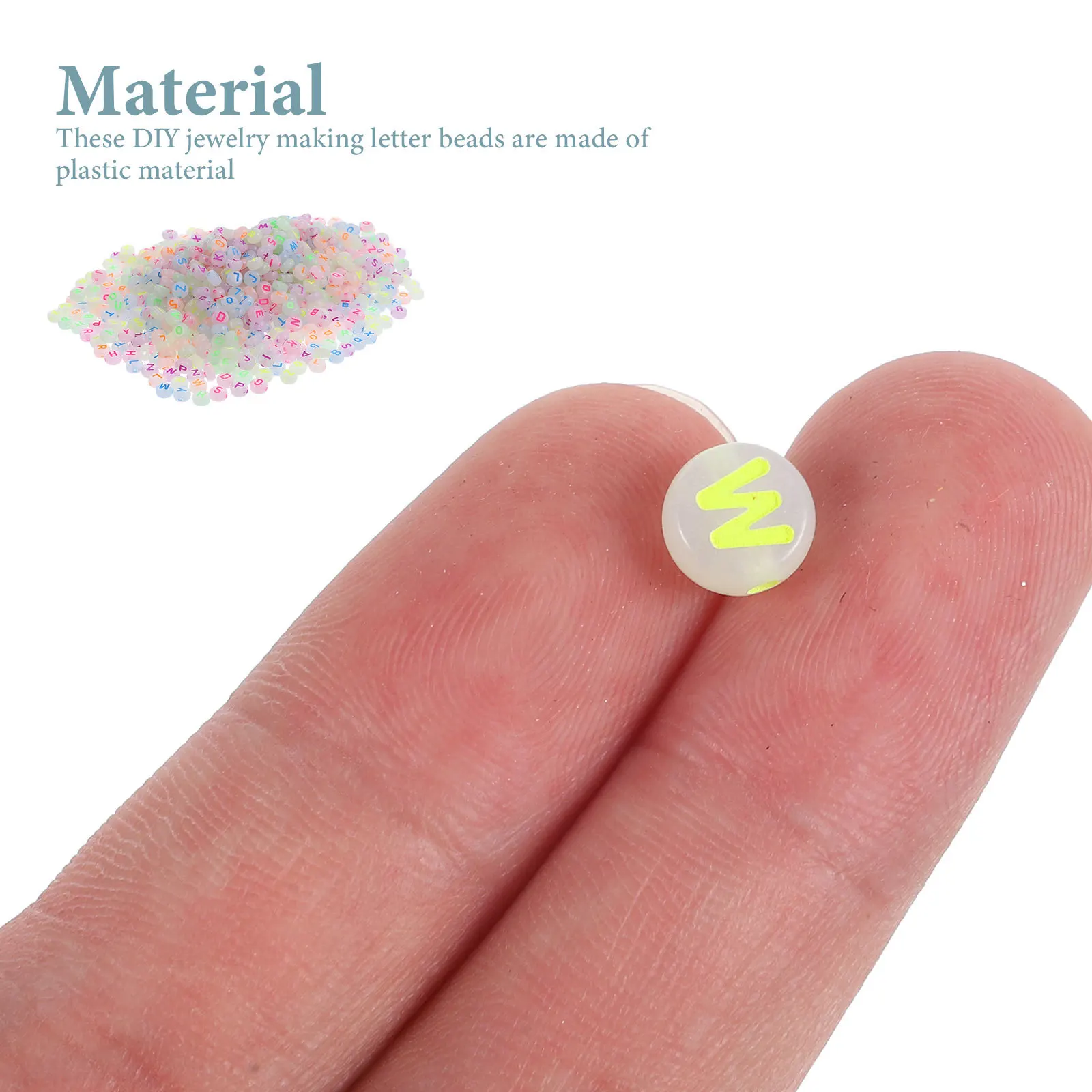 

1000pcs Fluorescent Letter Round Loose Diy Alphabet Beads For Jewelry Making Craft Glow In The Dark Portable Beads