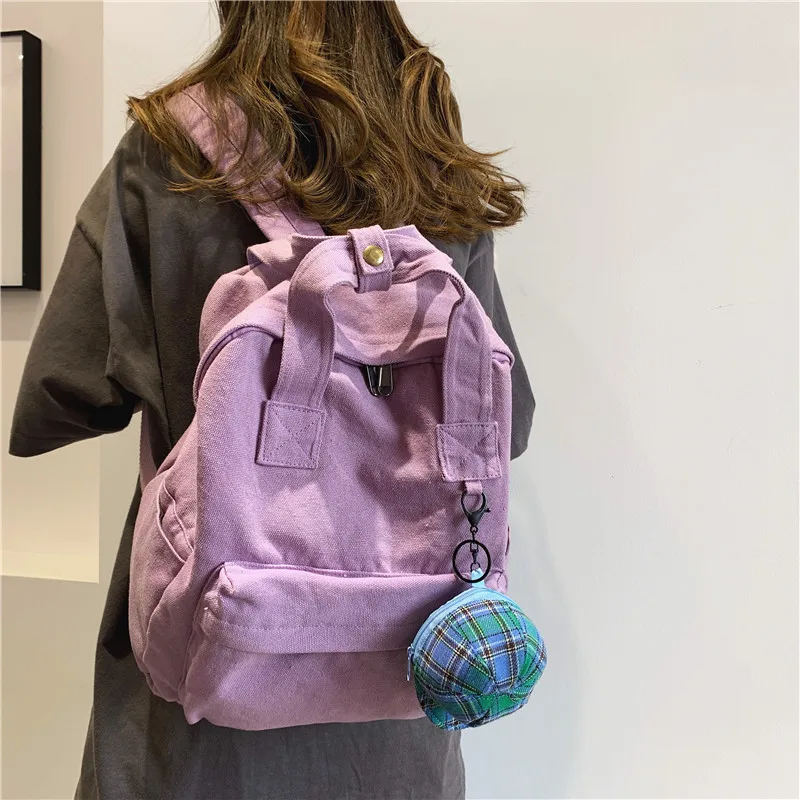 Korean casual backpack for female college students, canvas backpack for female college students, retro travel backpack