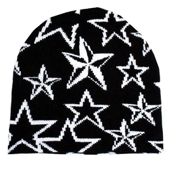 Cap Knitted Pullover Wool Hat Caps Star Printed Warm Hat Hip-hop Beanie Street Punk Winter Knitted Cap Gothic Unisex Hats