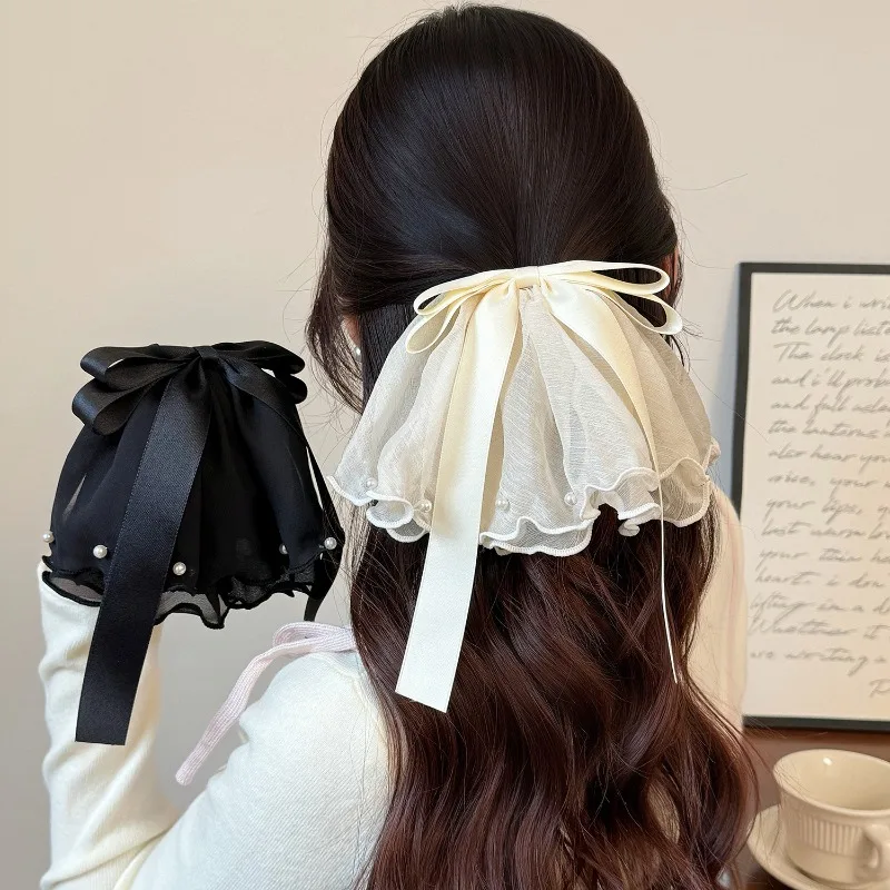 

Summer Fairy Bow Skirt Ponytail Hair Claw Women Back of Head Jaw Clip Half Up Hair Bun Holder Cute Elegant Hair Accessories