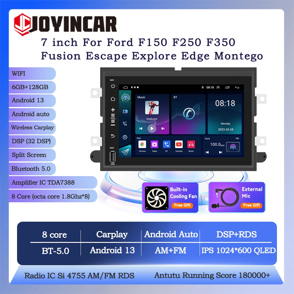 

Joyincar 2din Android 13 Car Stereo Radio CarPlay Player GPS WIFI 7'' For Ford F150 F250 F350 Fusion Escape Explore Edge Montego