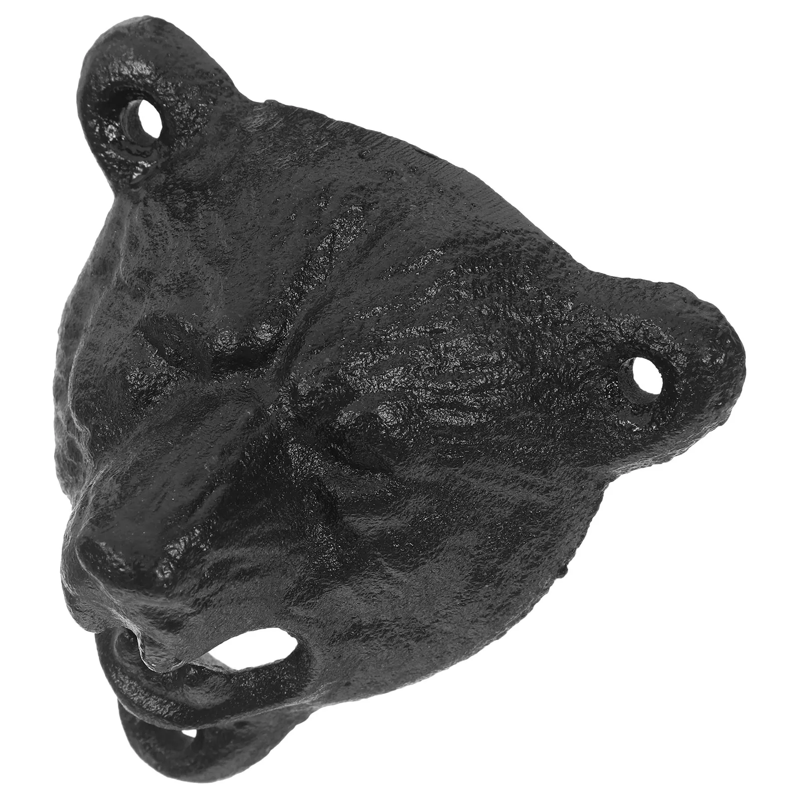 

1pc Bear Head Bottle Opener Black Cast Iron Wall Mounted Beer Cap Remover Kitchen Bar Decor Multifunctional Space Saving