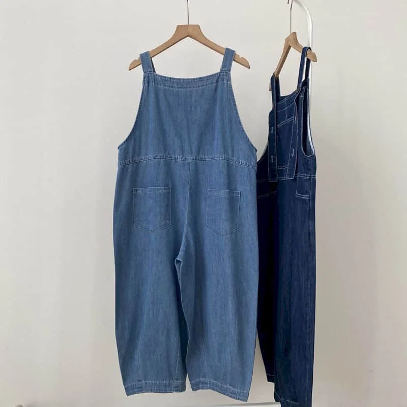 Denim Jumpsuits Voor Vrouwen Rechte Broek Vintage Eendelige Outfit Vrouwen Kleding Safari Stijl Losse Lantaarn Jeans Casual Rompertjes