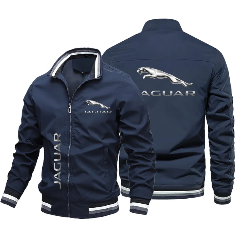 2023 Spring and Autumn New Jaguar Long Sleeve Casual Jacket Fashion Men\'s Jacket Jaguar Car Logo Printed Trench Jacket European