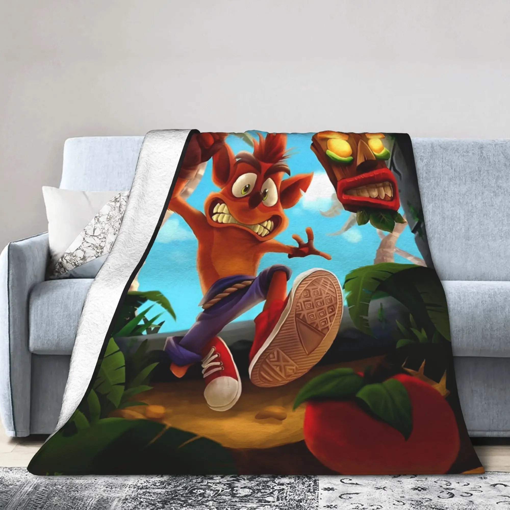 Crashs Bandicoots Cartoon Merch Blankets Super Soft Coral Fleece Plush Video Game Throw Blanket Comfortable Bedding Throws