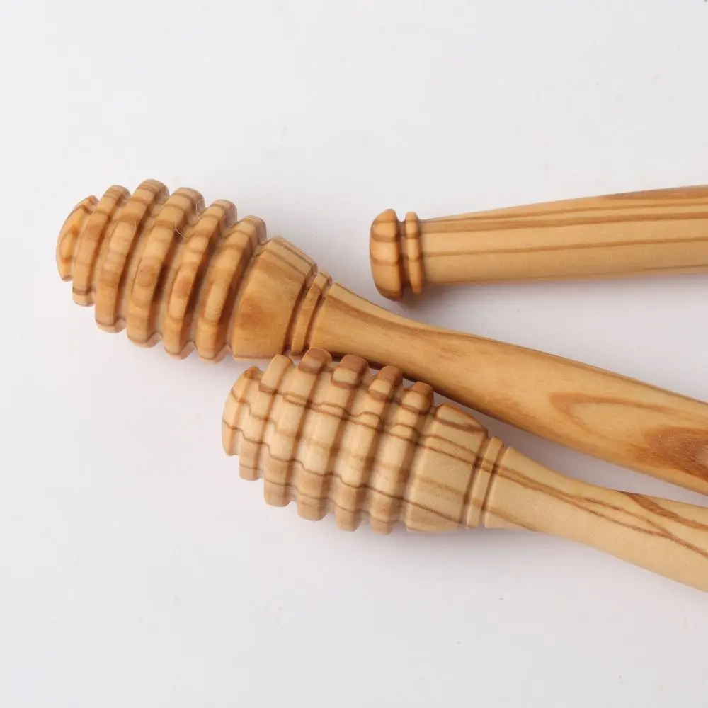 Handmade Wooden Honey Dipper Natural Wood 10/15/16cm Honey Stirrer Spoon Elegant Simple Design Deep Grooves Honey Mixing Rod