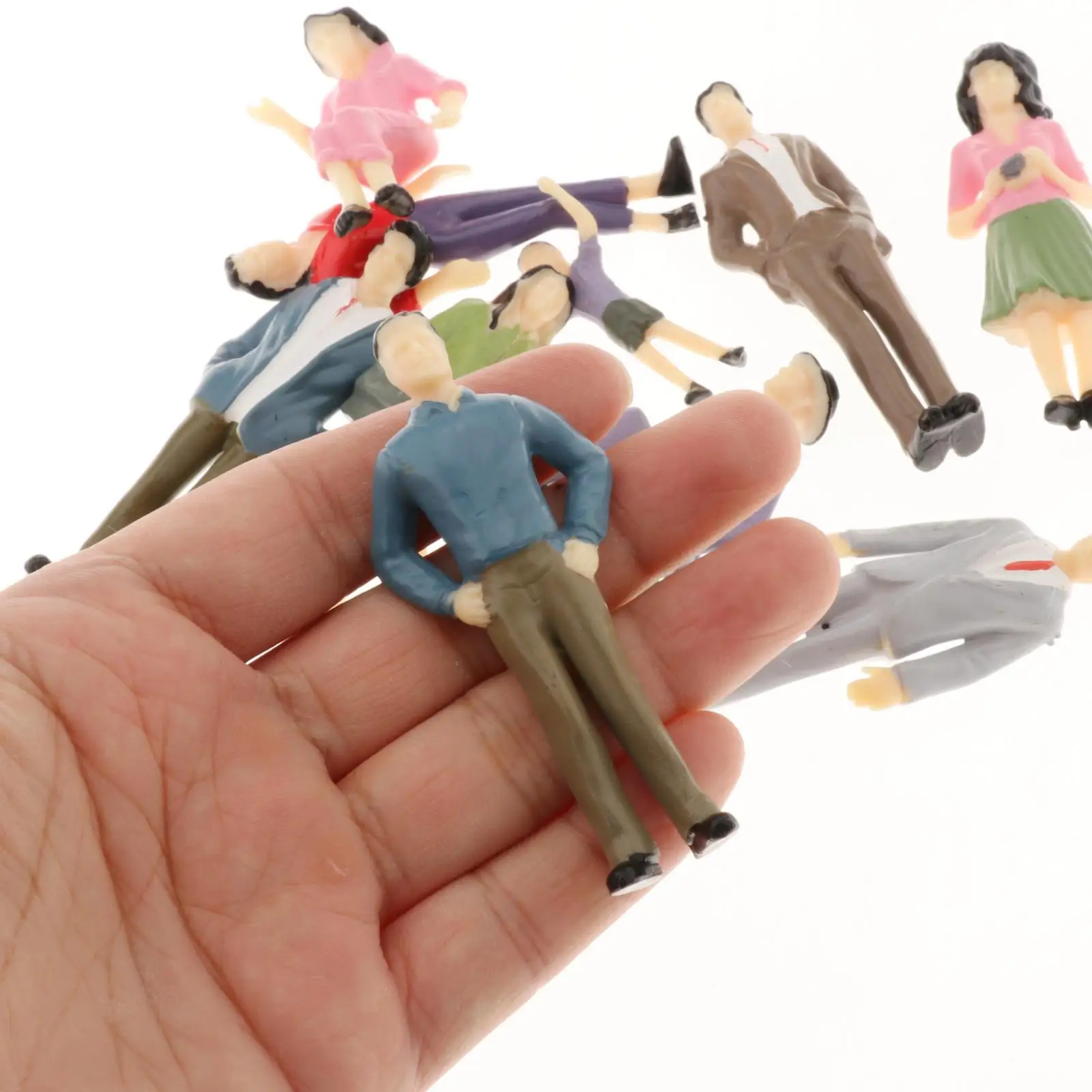 Miniature Figurines 1 25 Scale Model Train People G Scale 14pcs Painted Plastic Little Diorama People Figures for Architectural