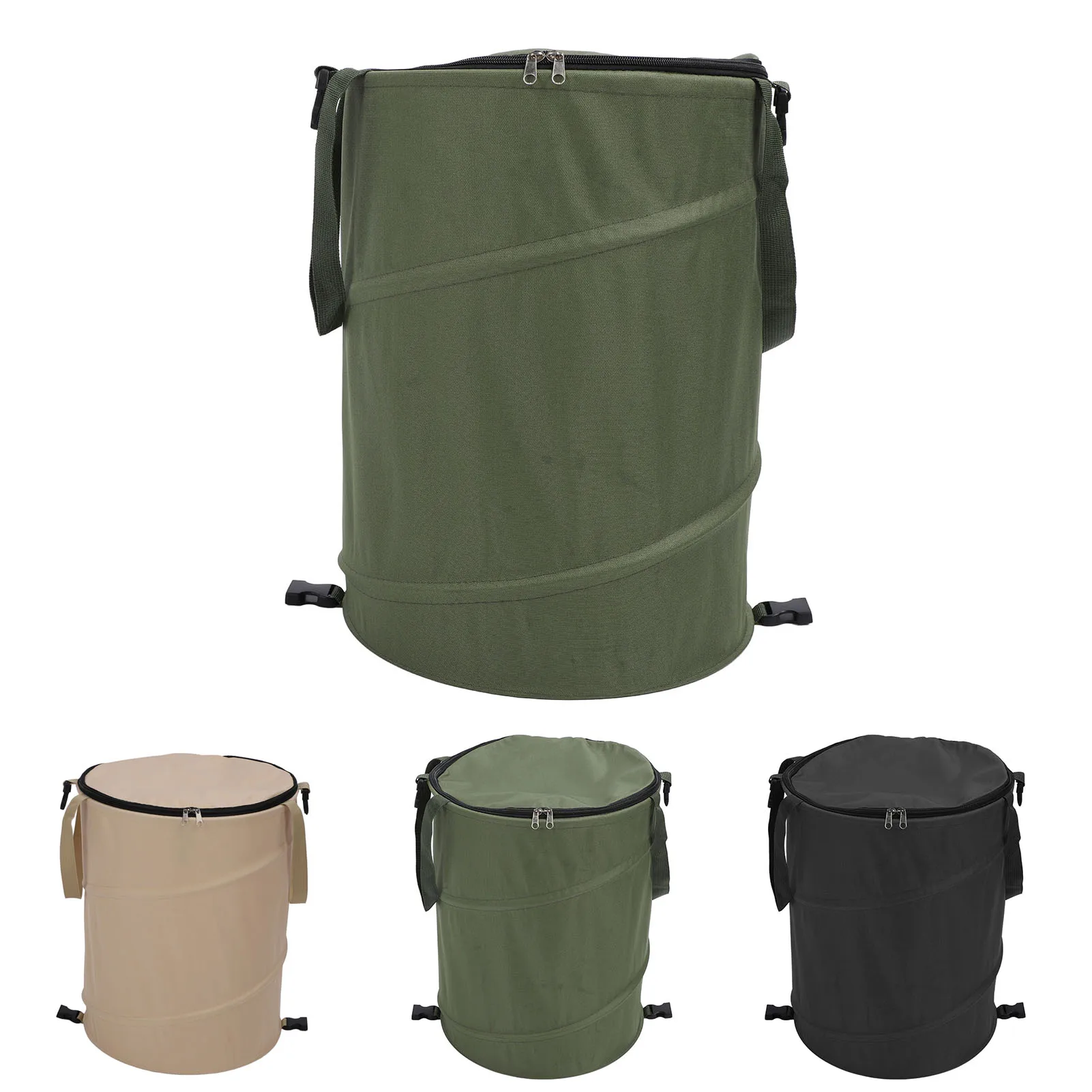Camping Trash Can with Zippered Lid 24 Gallons Large Capacity Foldable Portable Garden Garbage Container for Outdoor Picnic