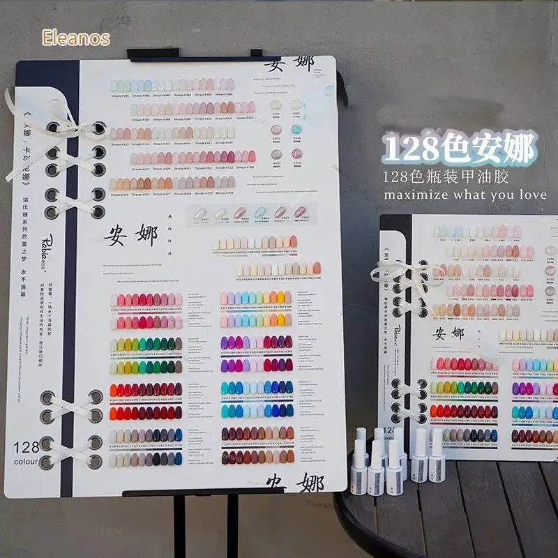 Lemcco 128 Kolorów Zestaw Żelu do Paznokci Soak Off UV LED z Kolorowym Arkuszem, Zestaw Żelowych Lakierów do Salonu Paznokci, Żel do Paznokci 15ml