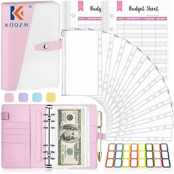 A6 Budgetplanner Pu Lederen Notebook Binder Organizer Cash Enveloppen Portemonnee Bindmiddel Omslag Bindmiddel Zakken Onkosten Budgetbladen
