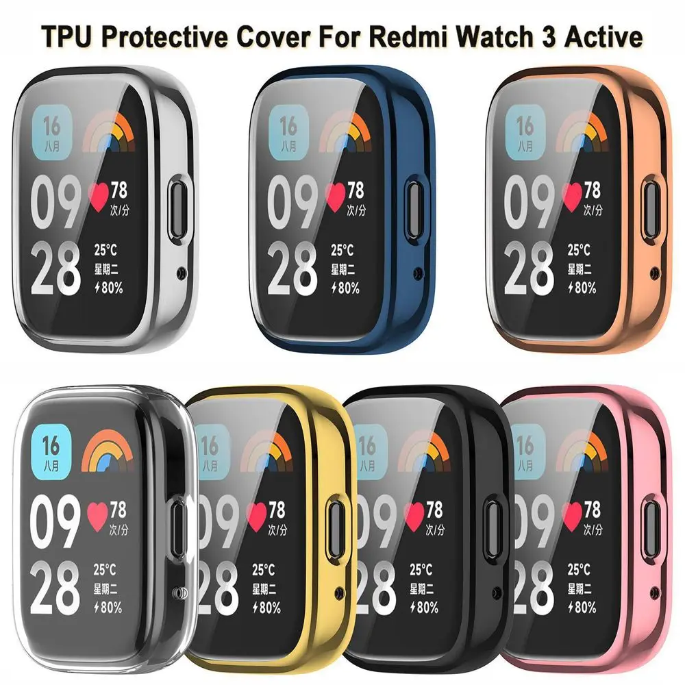 Capa TPU para Redmi Watch 3 Active Smart Watchband, Capa Protetora de Tela para Xiaomi Redmi Watch 3 Active Lite, Capa Protetora