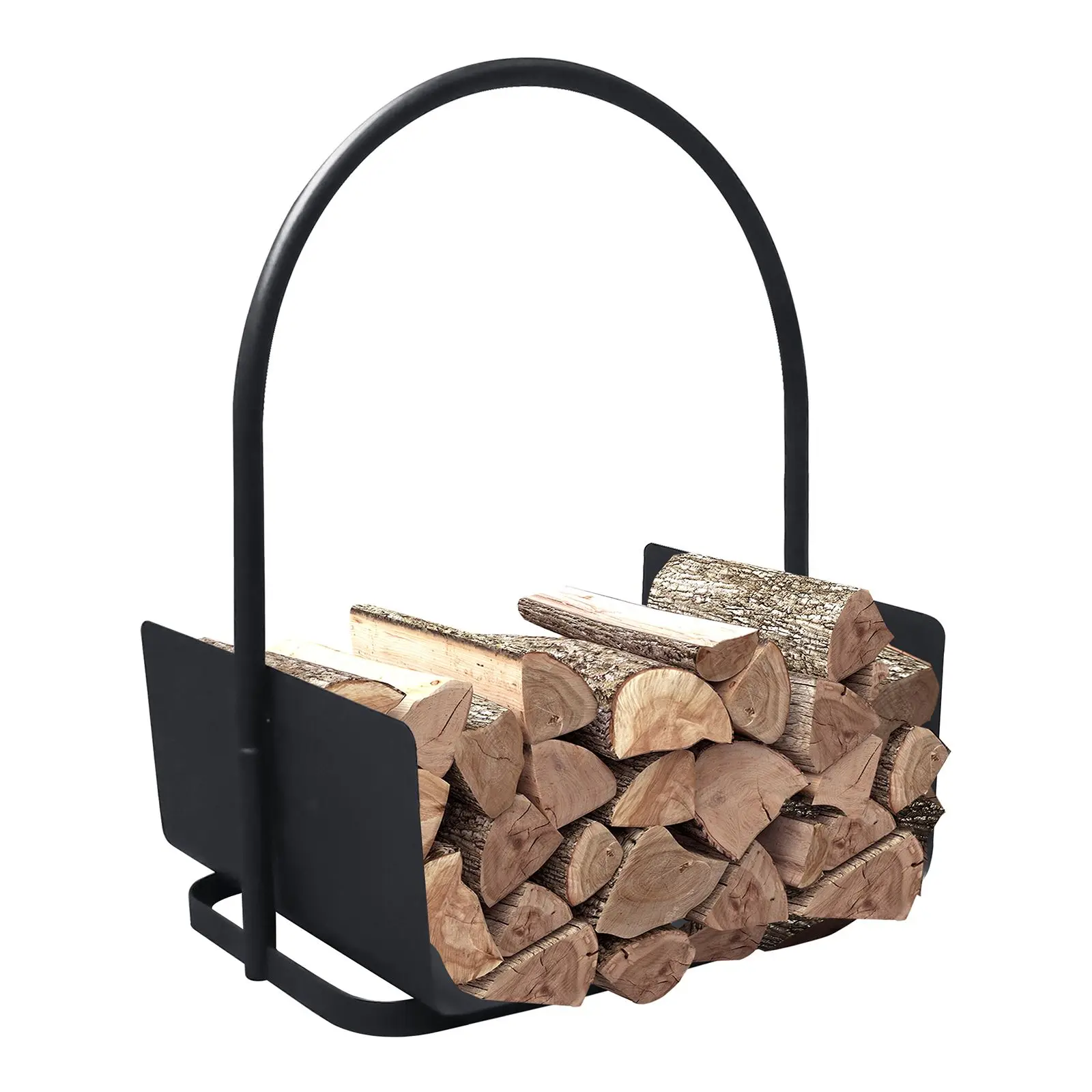 

NEW Portable Fireplace Log Holder Firewood Storage Log Baskets with Handles Black