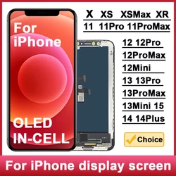 OLED For iPhone X XR XS Max LCD Incell For iPhone 11 12 13 Pro Max 13 Mini 14 Plus 15 Oled LCD Display Screen Digitizer Assembly