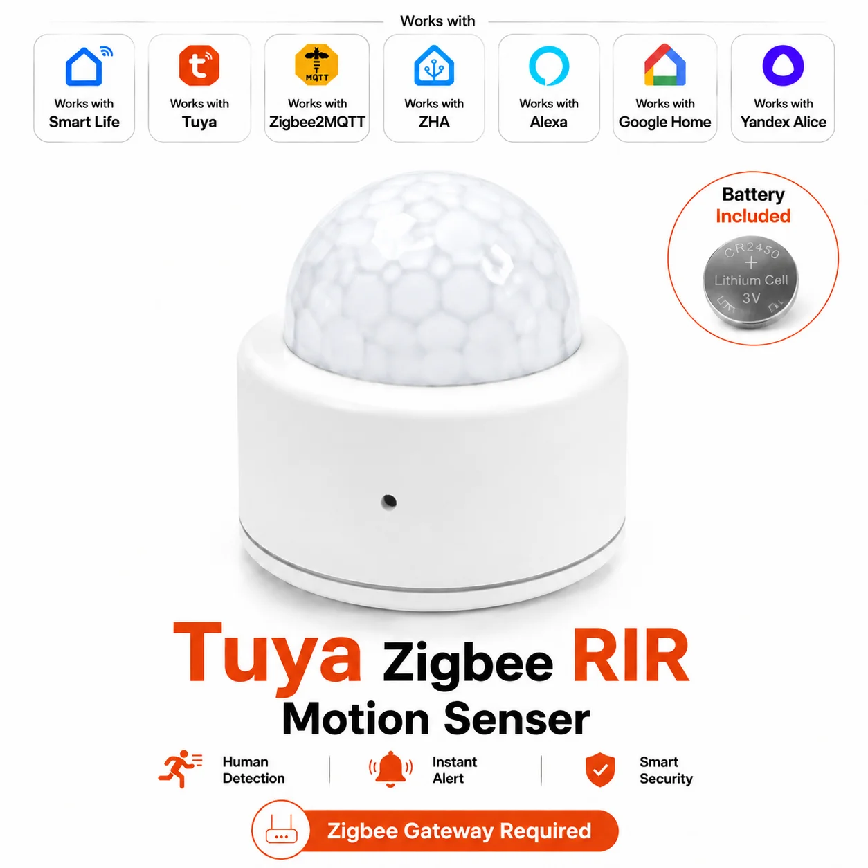 Tuya Zigbee Motion Sensor PIR Human Detector Wireless Infrared Body Sensor Smart Home Security Alexa Smart Life Zigbee2MQTT