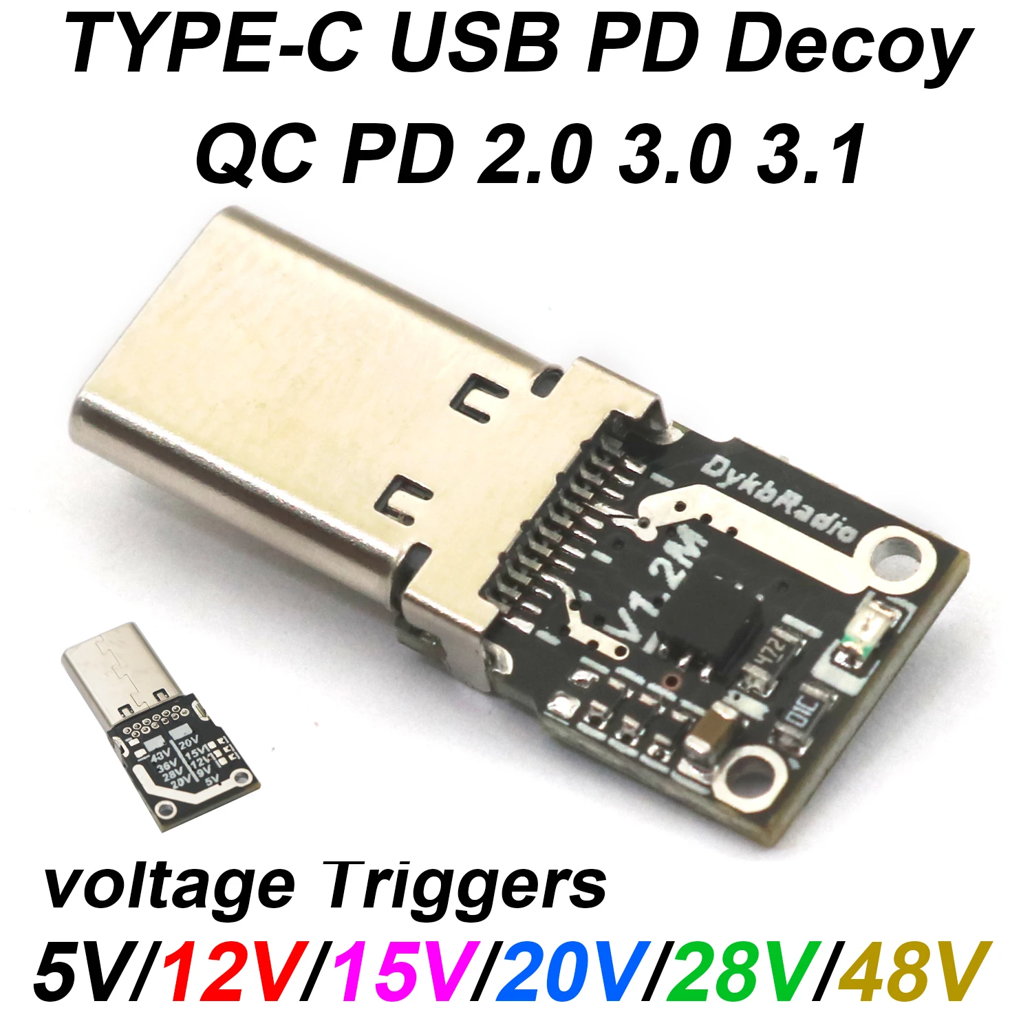 5A TYPE-C USB QC PD Decoy Voltage Triggers board PD2.0 3.0 3.1 5V 9V 12V 15V 20V 28V 48V Fast Charge Power Supply PD TO DC CABLE