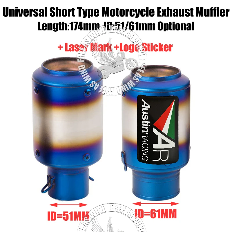 

51mm 61mm Universal AR Motorcycle Exhaust Muffler Escape With DB Killer For Z1000 R1 MT10 S1000R ETC Exhaust Modified Accessorie