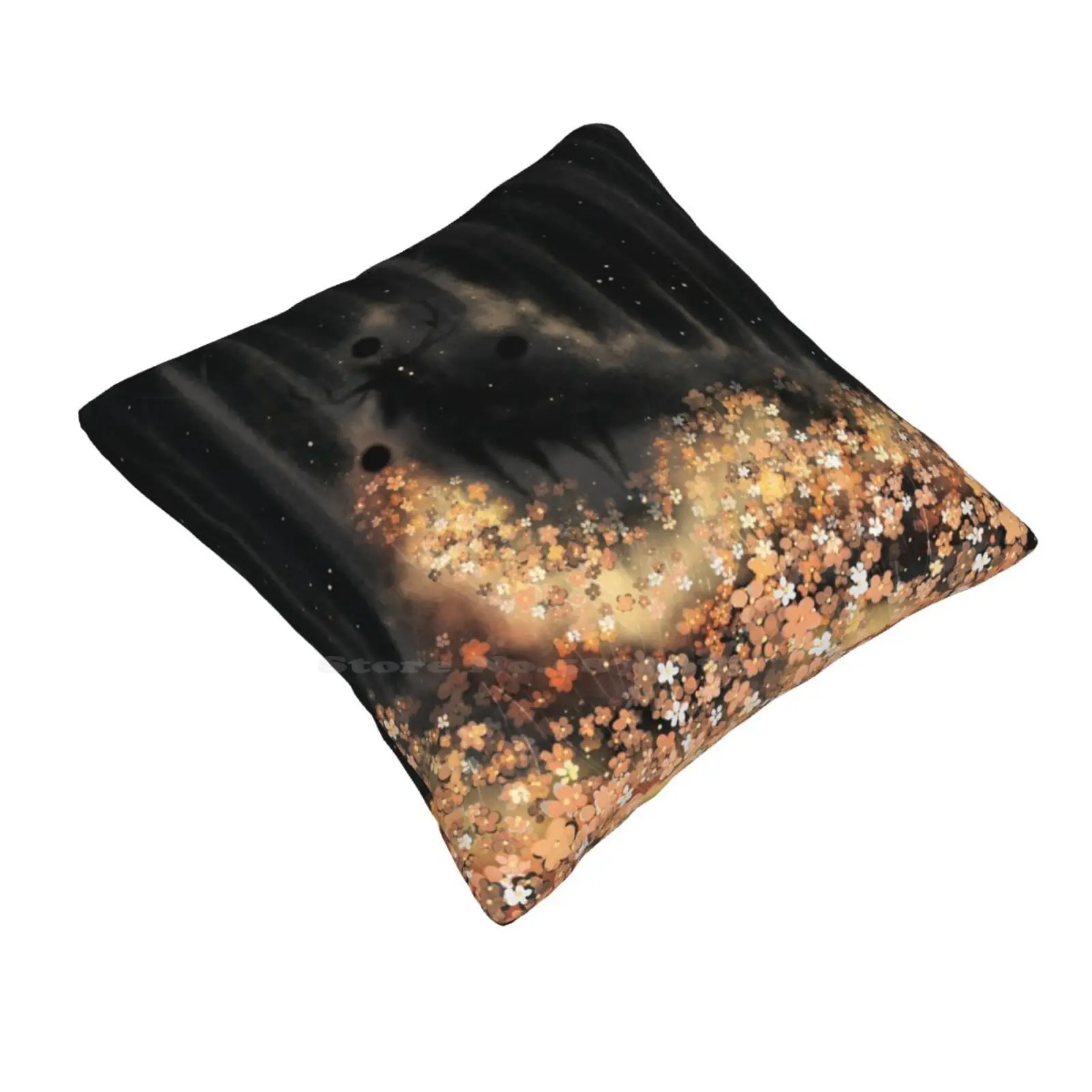 The Watcher Home Sofa Car Cushion Cover Pillowcase Deer Forest Surreal Spooky Eerie Galaxy Animal Nature Flowers