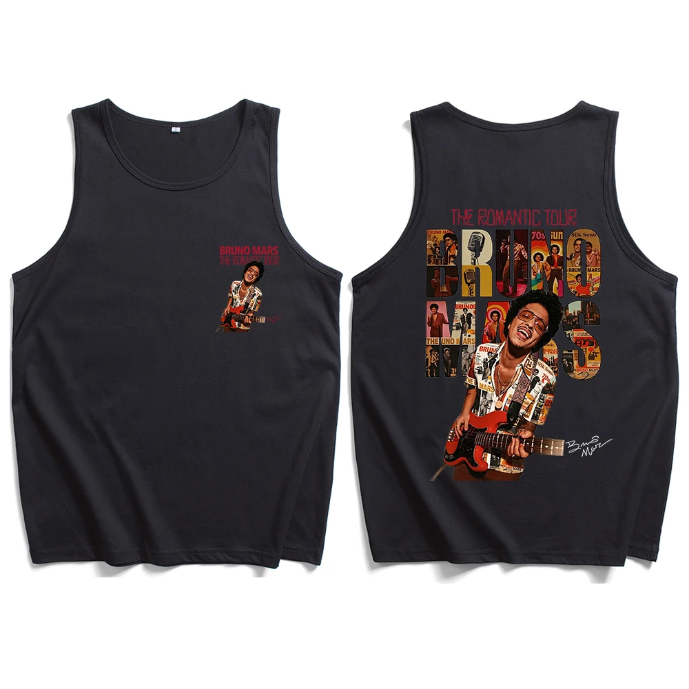 Bruno Mars The Romantic Tour 2026 Tank Top Unisex Casual Sleeveless Cotton Streetwear Hip Hop Graphic Print Vest Tops