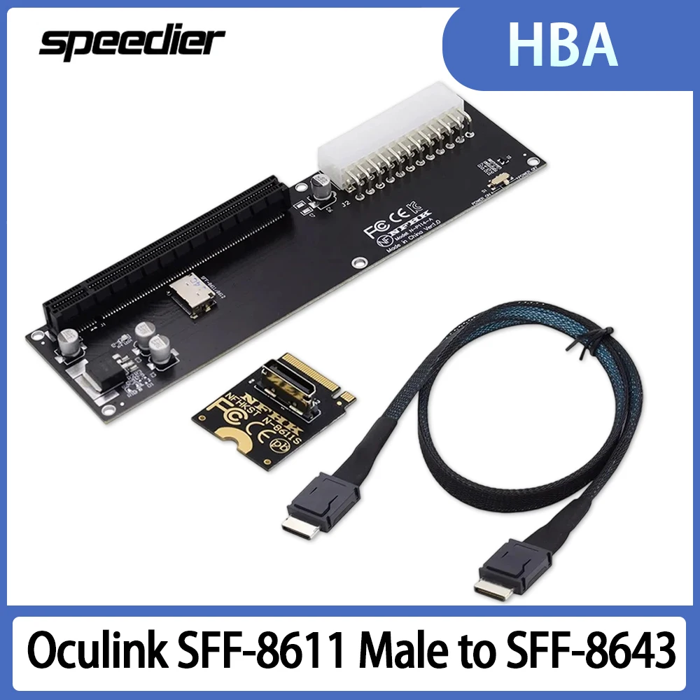Oculink SFF-8611 Male To SFF-8643 Conversion Cable HBA Array Card Hard Disk Backplane Cable 8654 Data Transmission Cable