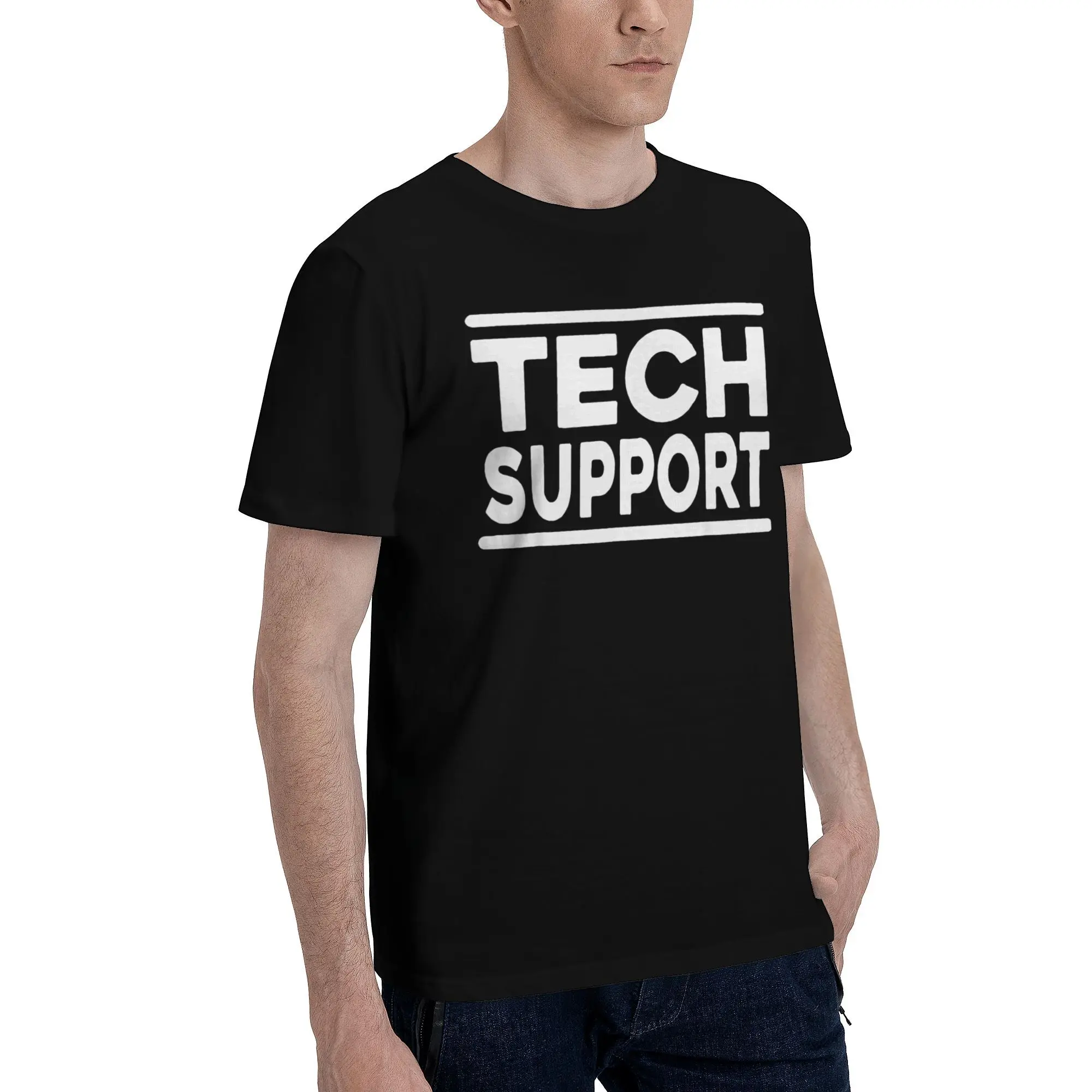 Funny TECH SUPPORT Men T Shirts D.O.G.E. Government Unique Tees Short Sleeve Round Neck T-Shirt 100% Cotton Gift Idea Tops