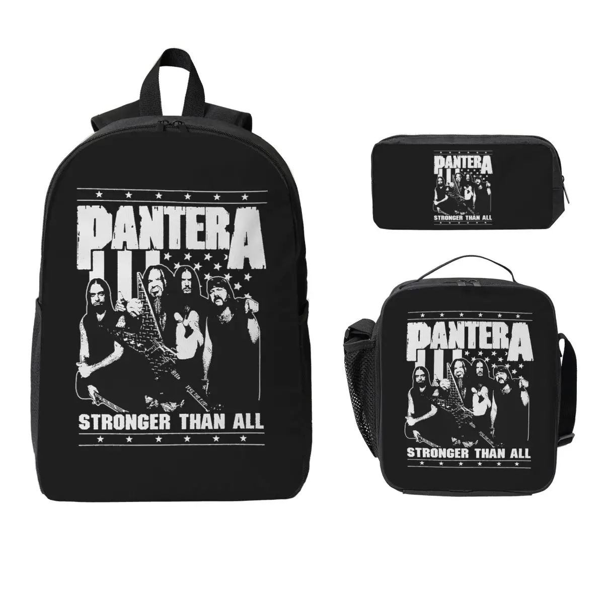 

Pantera Heavy Metal Band Backpack Student Boy Girl BookBag School Bag Computer Shoulder Bags 3ps Insulated Lunch Bag Pencil Case
