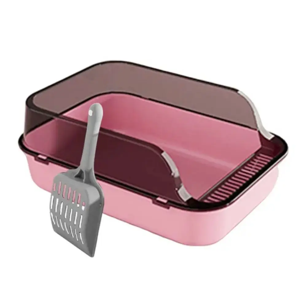 

Cat Sanitary Tray Open Top Cat Litter Box Anti Splash Plastic Kitten Litter Pan Semi-closed with Shovel Cat Bedpan Home