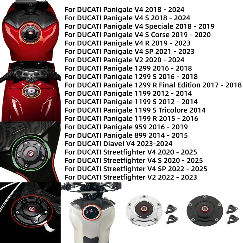 

Motorcycle fuel tank cap anti-theft cover with key for Ducati Panigale V4 V2 Street Fighter V4 V2 SP 1199 1299 899 959 2014-2025