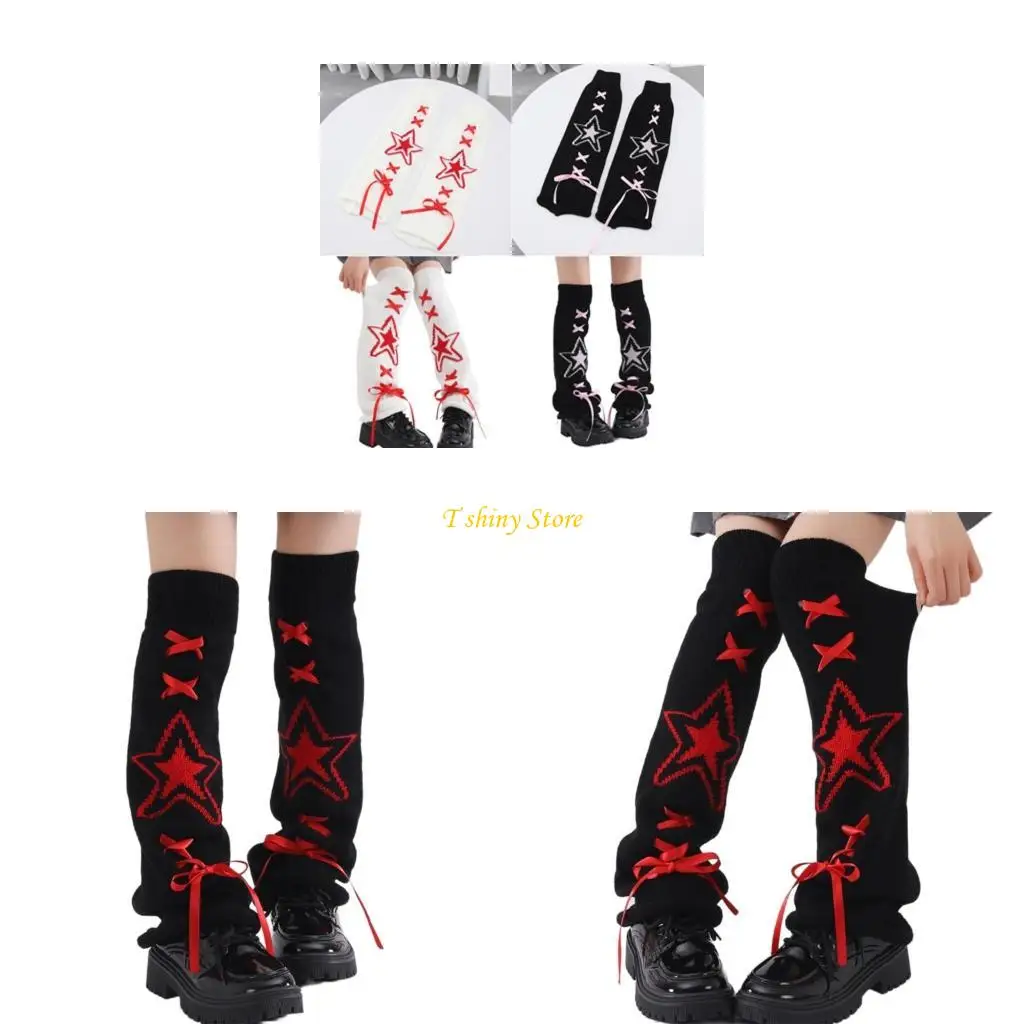 

N58f Harajuku Star Star Thriet Legers Somprers Socks с ленточными галстуками для косплея и ежедневной одежды