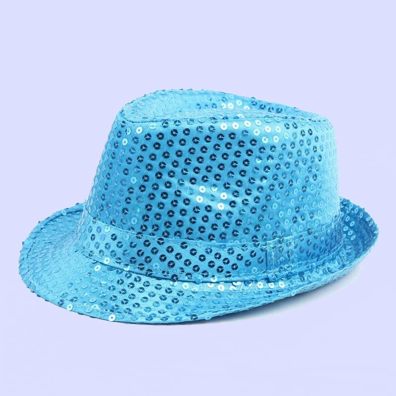 Chapeau melon pour hommes, avec paillettes, perles, bord roulé antidérapant, Hip Hop, Jazz, spectacle de magie, Costume de fête