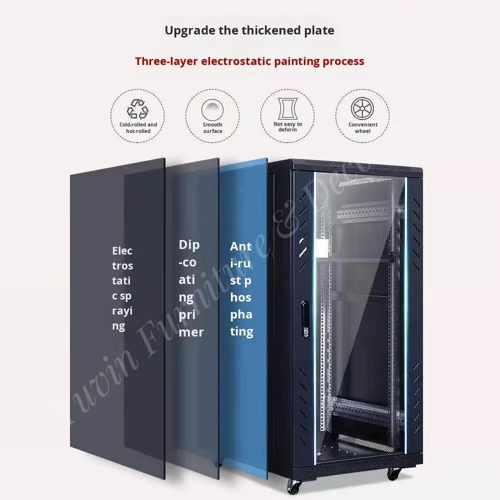 18U Customizable OEM Network Server Rack Cabinet 19 Inch SPCC Cold Rolled Steel with Glass Door for Data Center Use - view 2