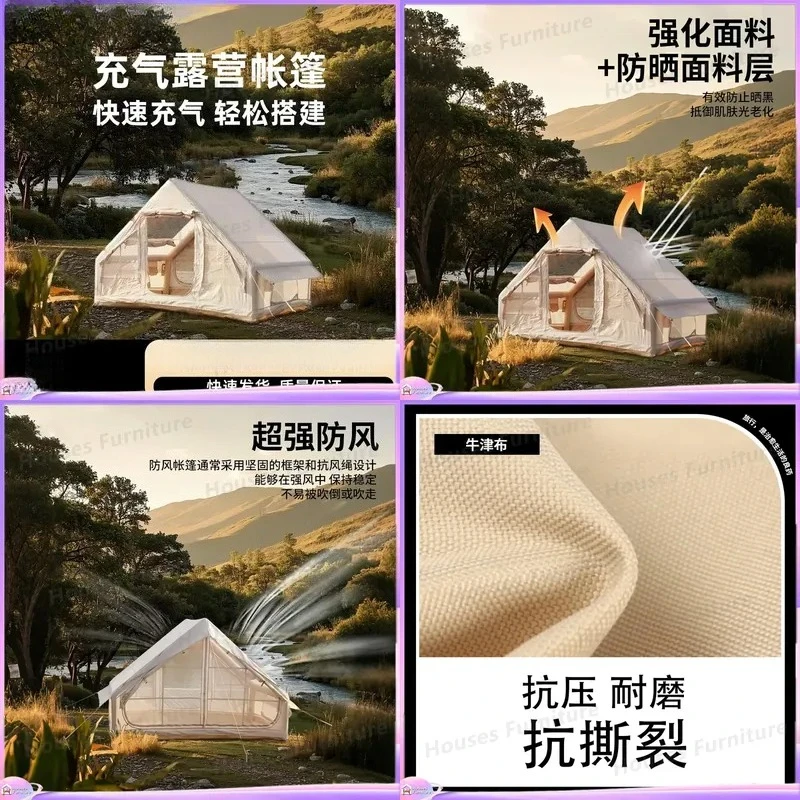 For 3-4 Person Automatic Inflatable Camping Tent Thickened Roof Outdoor Shelter Portable Air Tent Car Roof Top Travel Gear