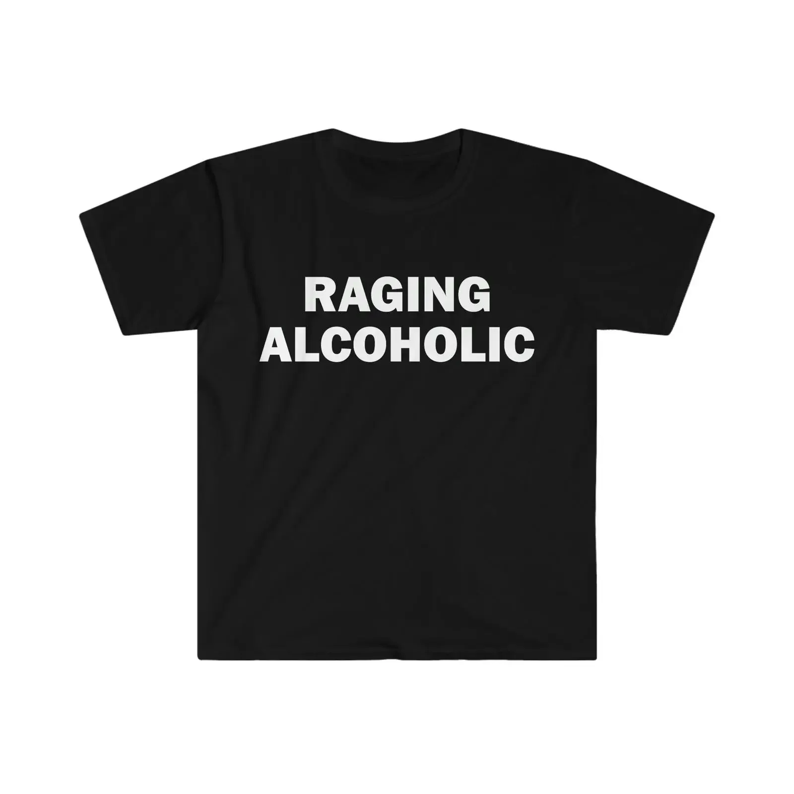 Raging Alcoholic T Shirt Humor Funny Meme Offensive Satire vintage Washed designer clothes Versatile streetwear homme Casual