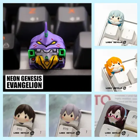 3d evangelion eva 01 rei shinji asuka keycaps teclado para jogo mecânico keypress tampa botão anime diy chave bonés dos desenhos animados keycap