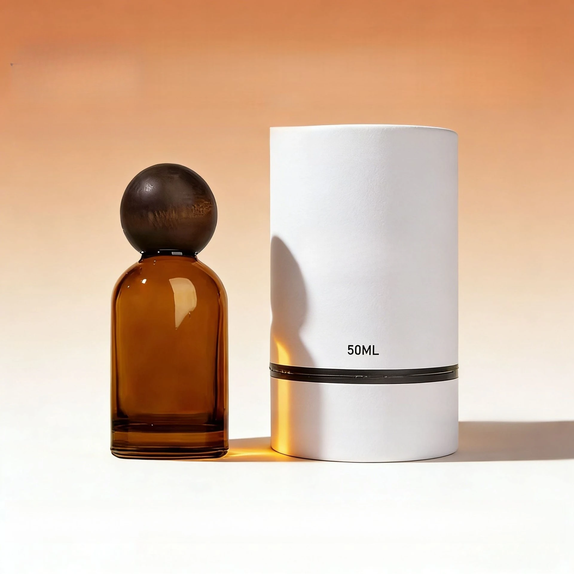 30/50/100ml Amber Glass Perfume Spray Bottle with Wooden Cap, Fine Mist Atomizer, Empty Cosmetic Container