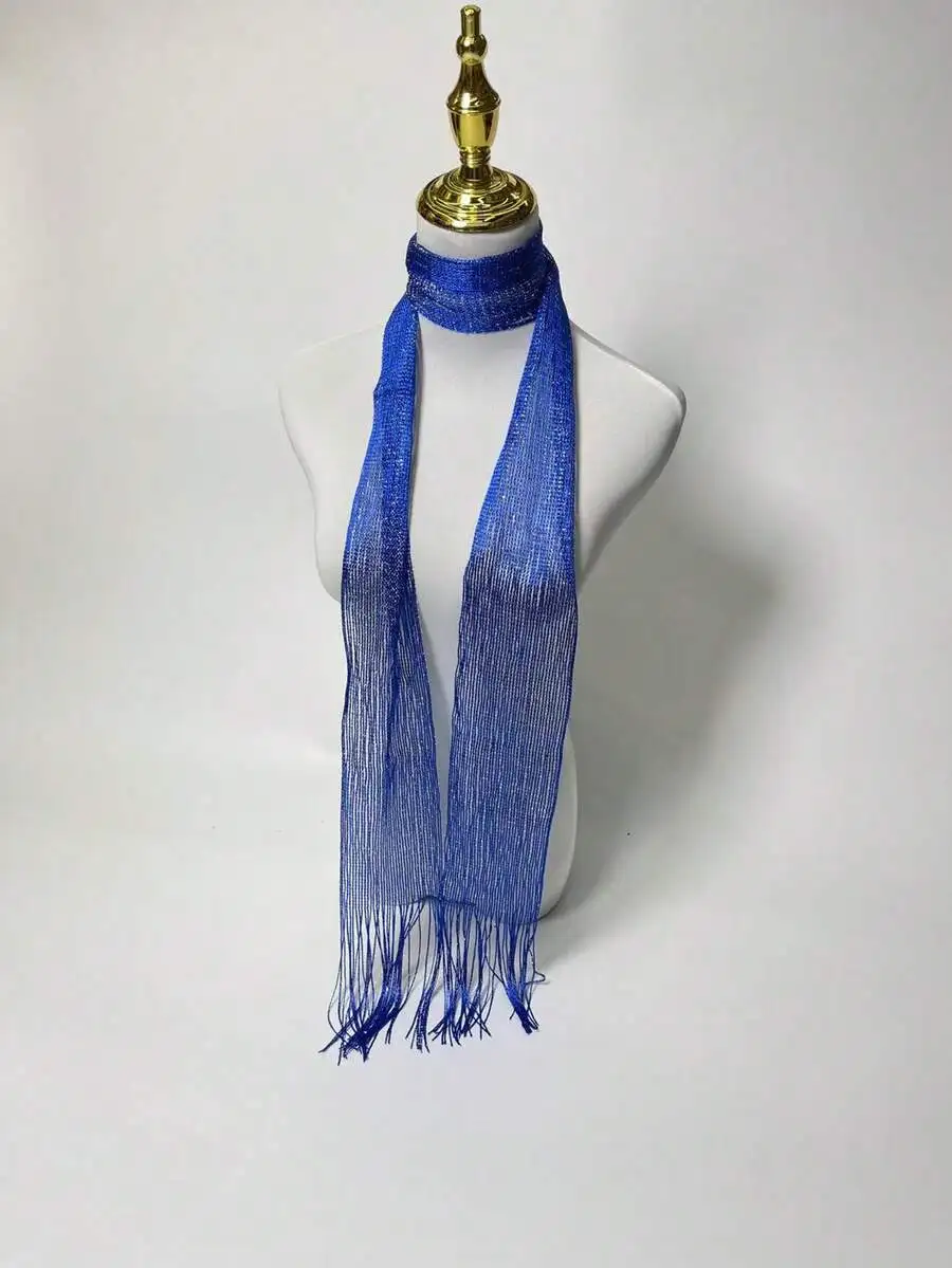 Women Solid Blue Fringe Fashion Scarf For Daily Wear Party Accessories