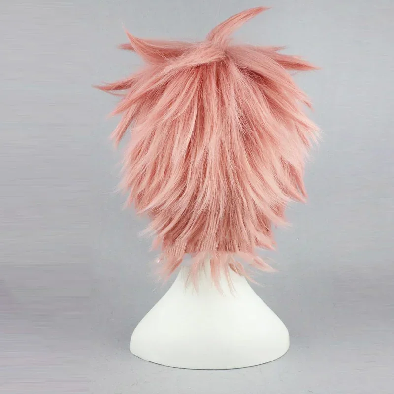 Etherious Natsu Dragneel wig 30cm Short Straight Wig for Man Women Unisex Costume Cosplay Wig Pink Hollween Christmas Party