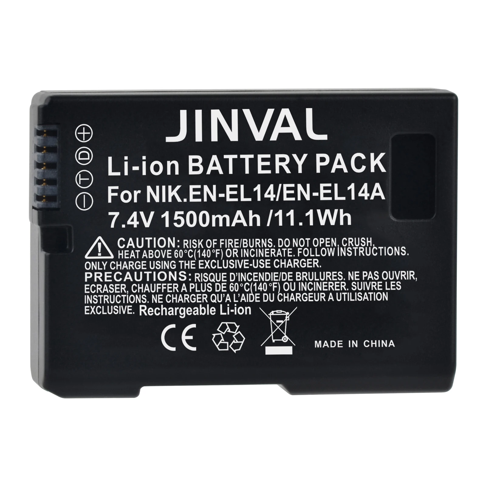 

JINVAL 1500mAh EN-EL14A ENEL14 Battery + PD20W Fast Dual Charger For Nikon D5200,D5300,D5500,D5600,DF,P7000,P7100,P7700,P7800