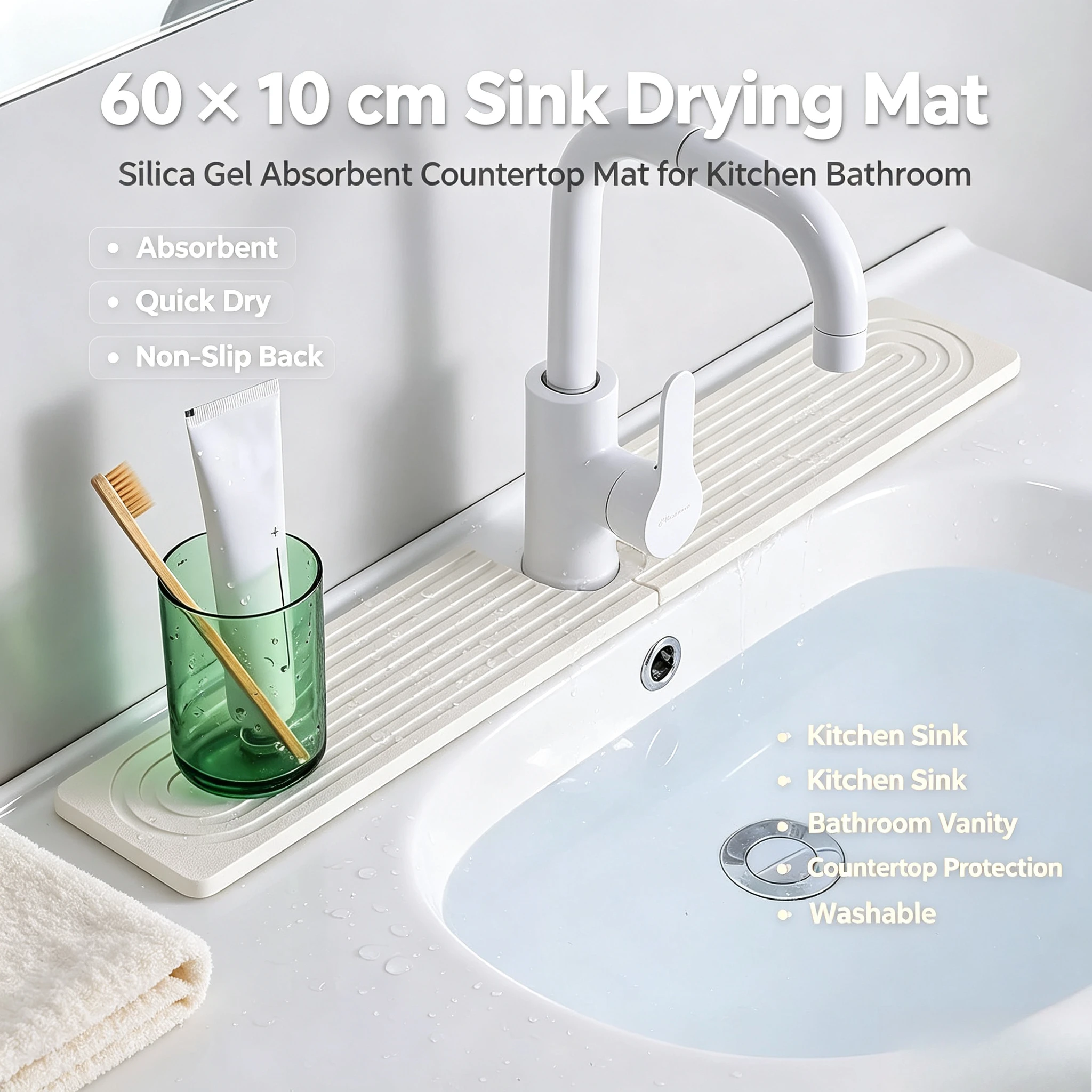 Stone Faucet Mat for Kitchen Sink 23.6