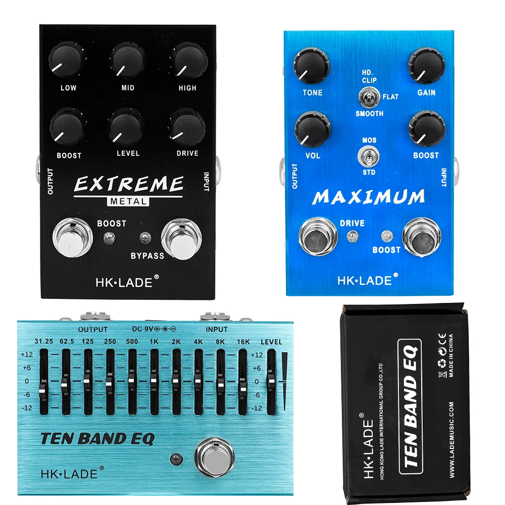 HK-LADE Electric Guitar Effects Pedal EXTREME Metal Distortion Pedal High Gain Overdrive Effects Guitar Accessories & Parts