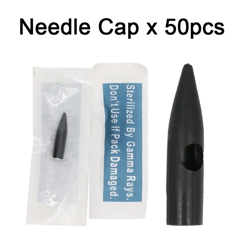 3 Prong Disposable Round Needles Caps 50pcs Makeup Tattoo Needle Tip Individually Packed for Dragon Mosaic Merlin Tattoo Machine
