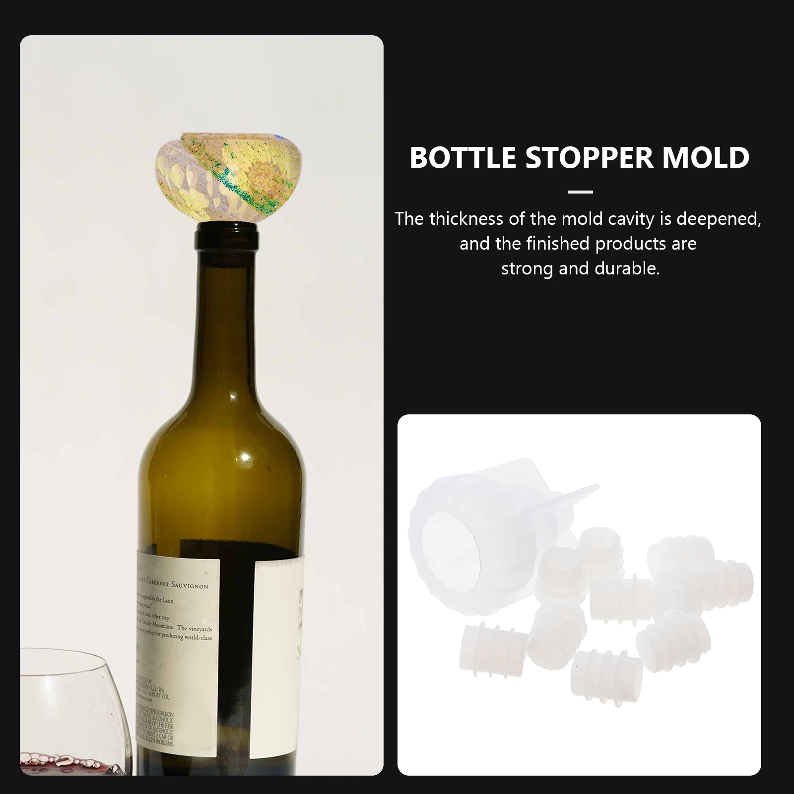 

1 set Bottle Stopper Mold Silicone Crafts Making Mold for Epoxy Resin White Smooth Easy Clean DIY Jewelry Accessories